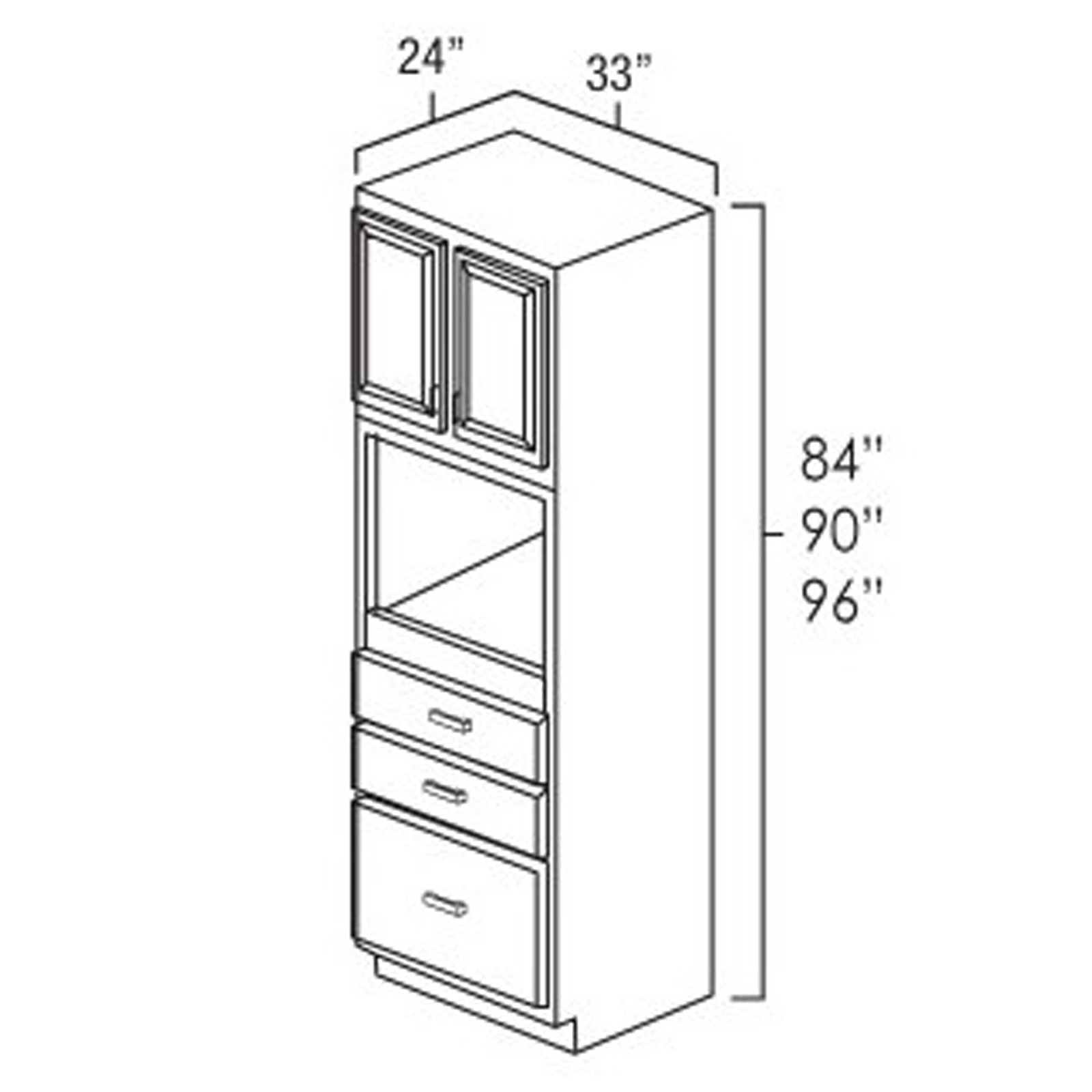 Everview Ready To Assemble White Shaker Universal Oven Cabinet 3 Drawer