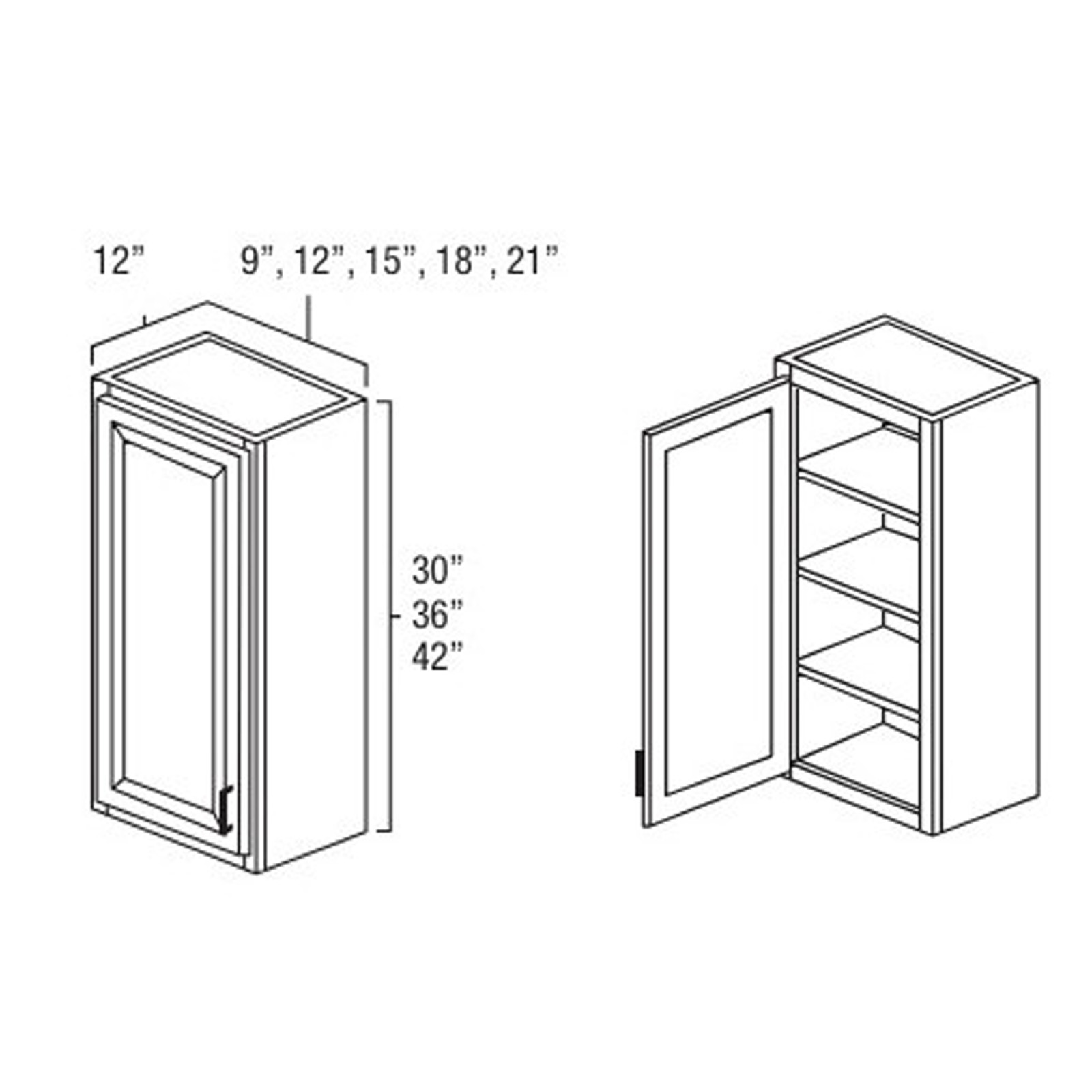 Everview Ready To Assemble White Shaker Wall Cabinet 1 Door