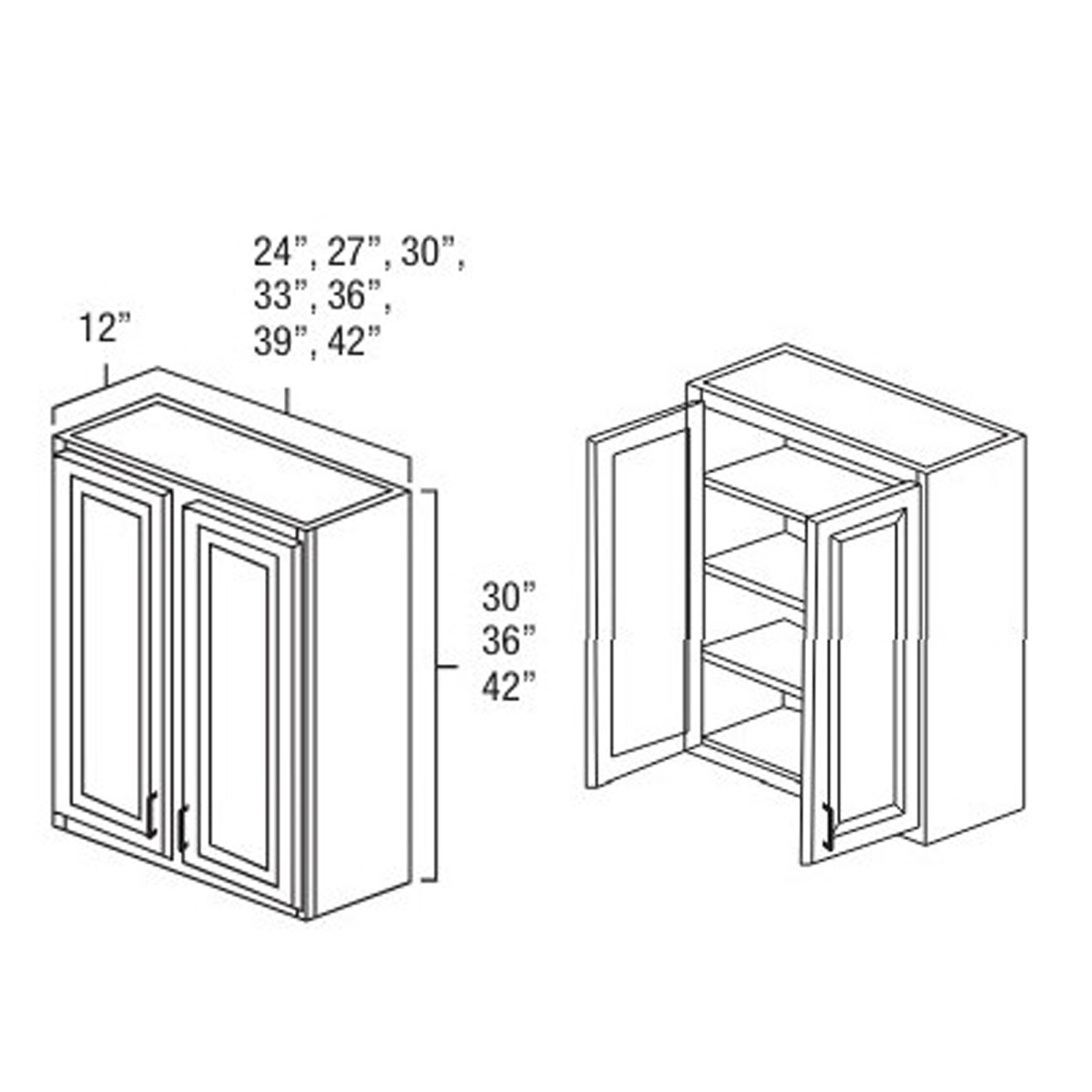 Everview Ready To Assemble White Shaker Wall Cabinet 2 Door