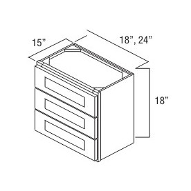 Everview Ready To Assemble White Shaker Base Cabinet 3 Drawer