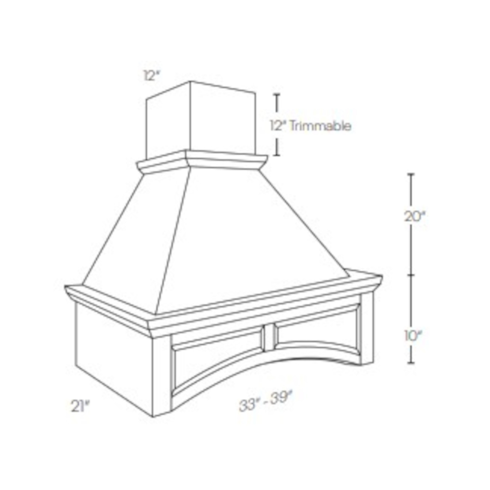 LUXOR SMOKY GREY - ARCHED WOOD HOOD