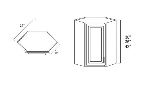 Everview Ready To Assemble Hickory Shaker Diagonal Corner Wall Cabinet