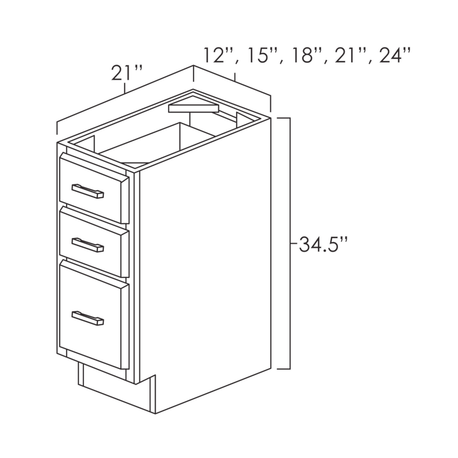 Everview RTA Aspen White - Vanity Cabinet - 3 Drawer