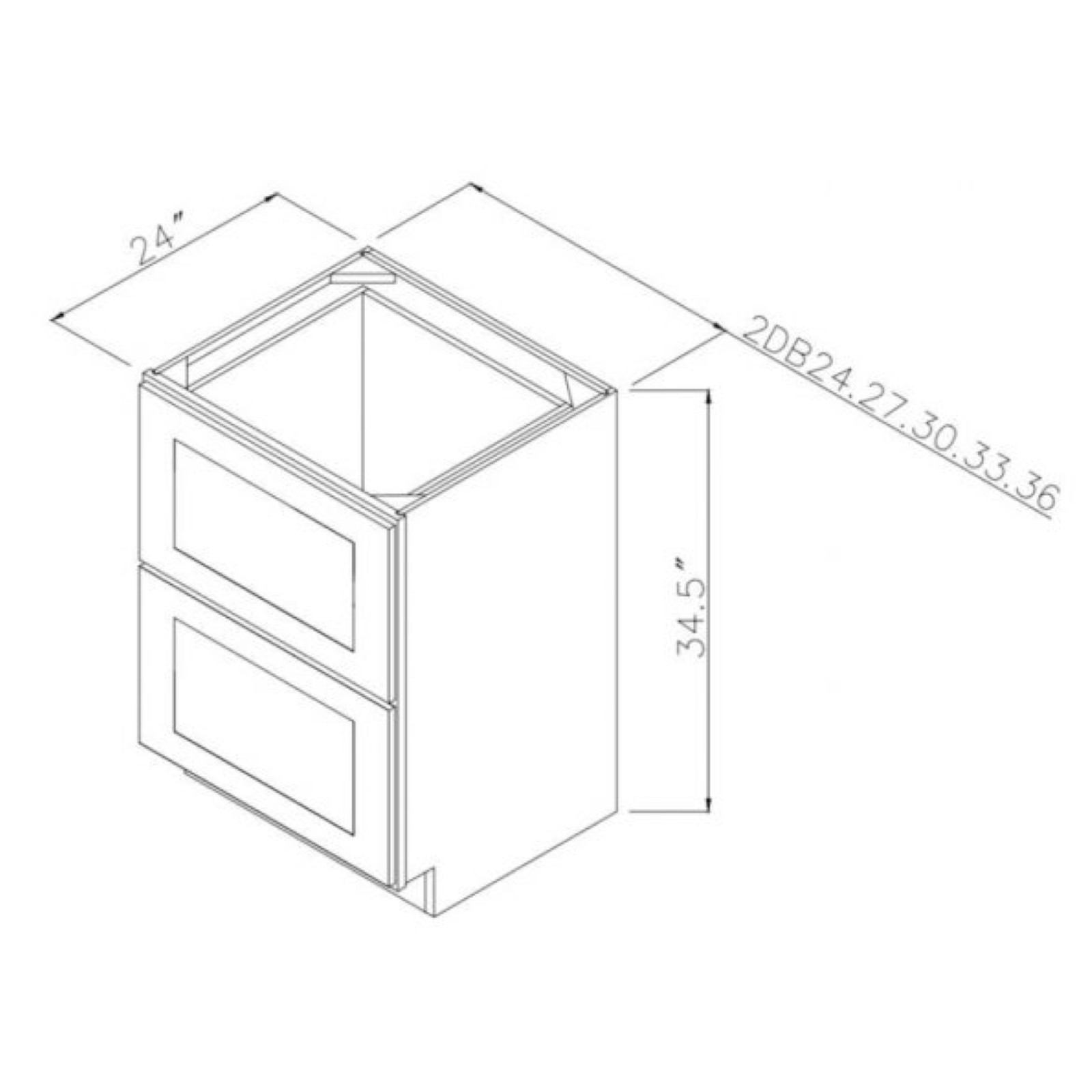 Everview RTA Hickory Shaker - Base Cabinet - 2 Drawer