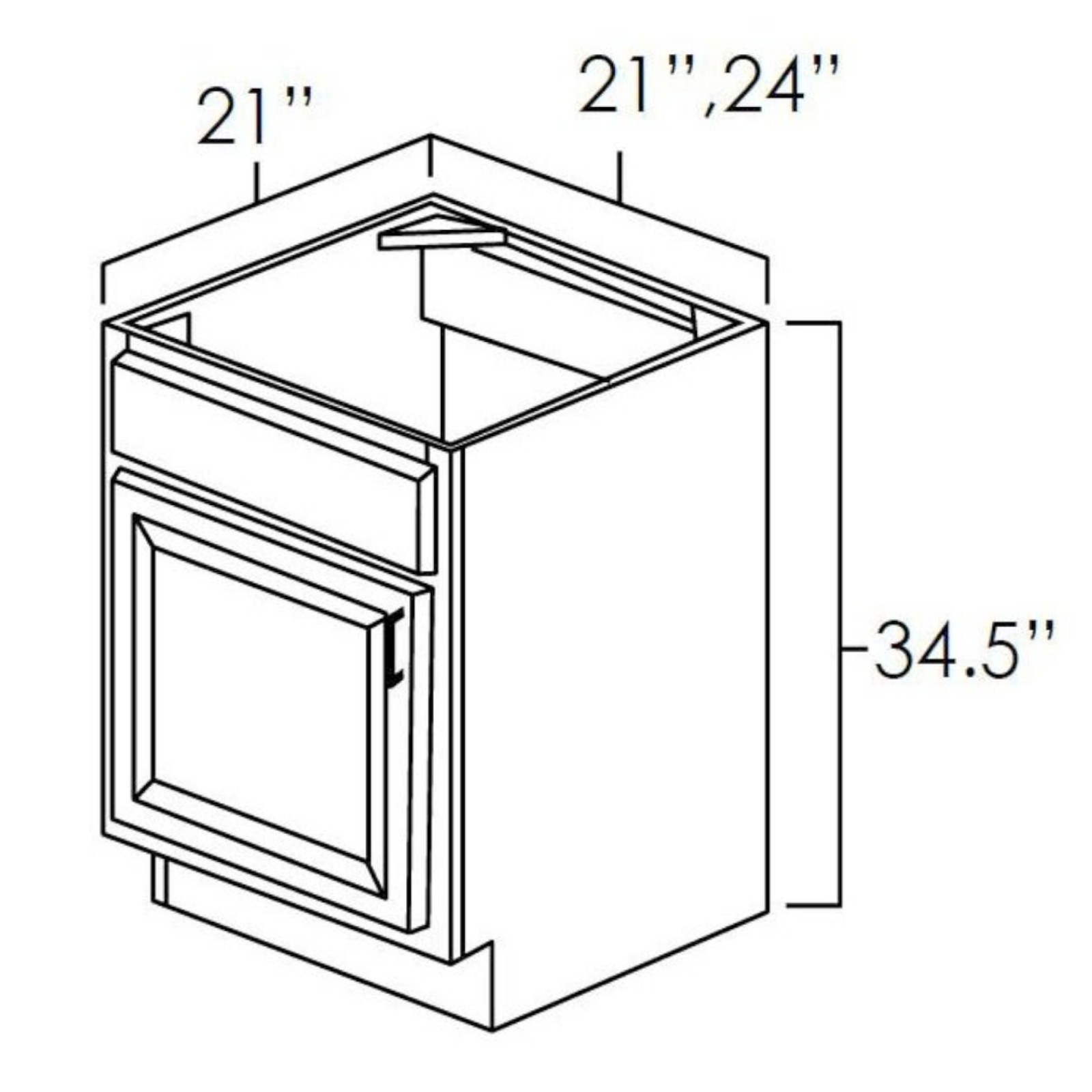Everview RTA Modern Black Shaker - Vanity Cabinet - 2 Door