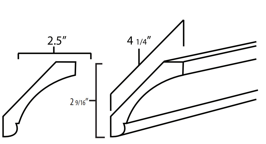 Everview RTA Cambridge Shaker - Large Crown Moulding