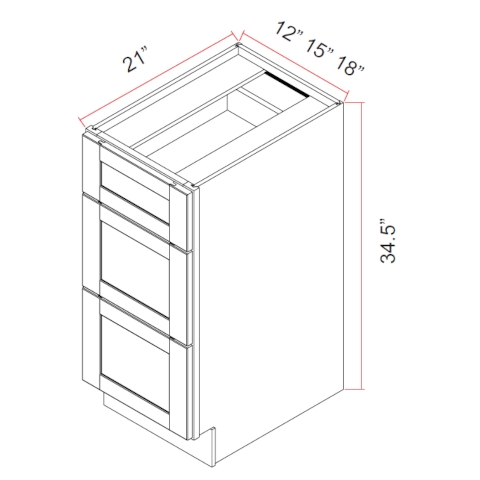EZ Click Forte Glacier - Vanity Drawer Base Cabinet