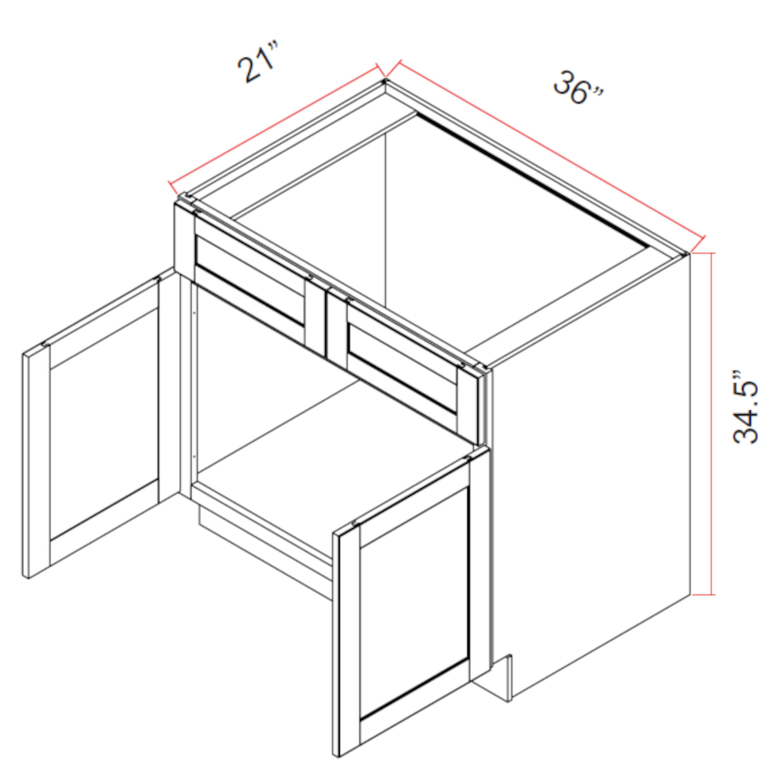 EZ Click Forte Glacier - Vanity Drawer Sink Base Cabinet