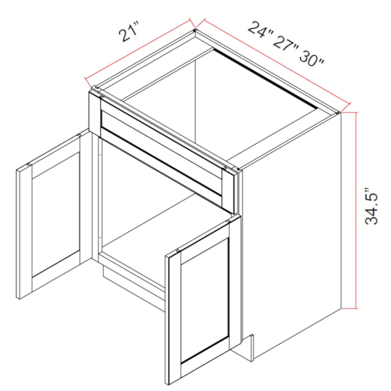 EZ Click Forte Glacier - Double Door Vanity Sink Base Cabinet