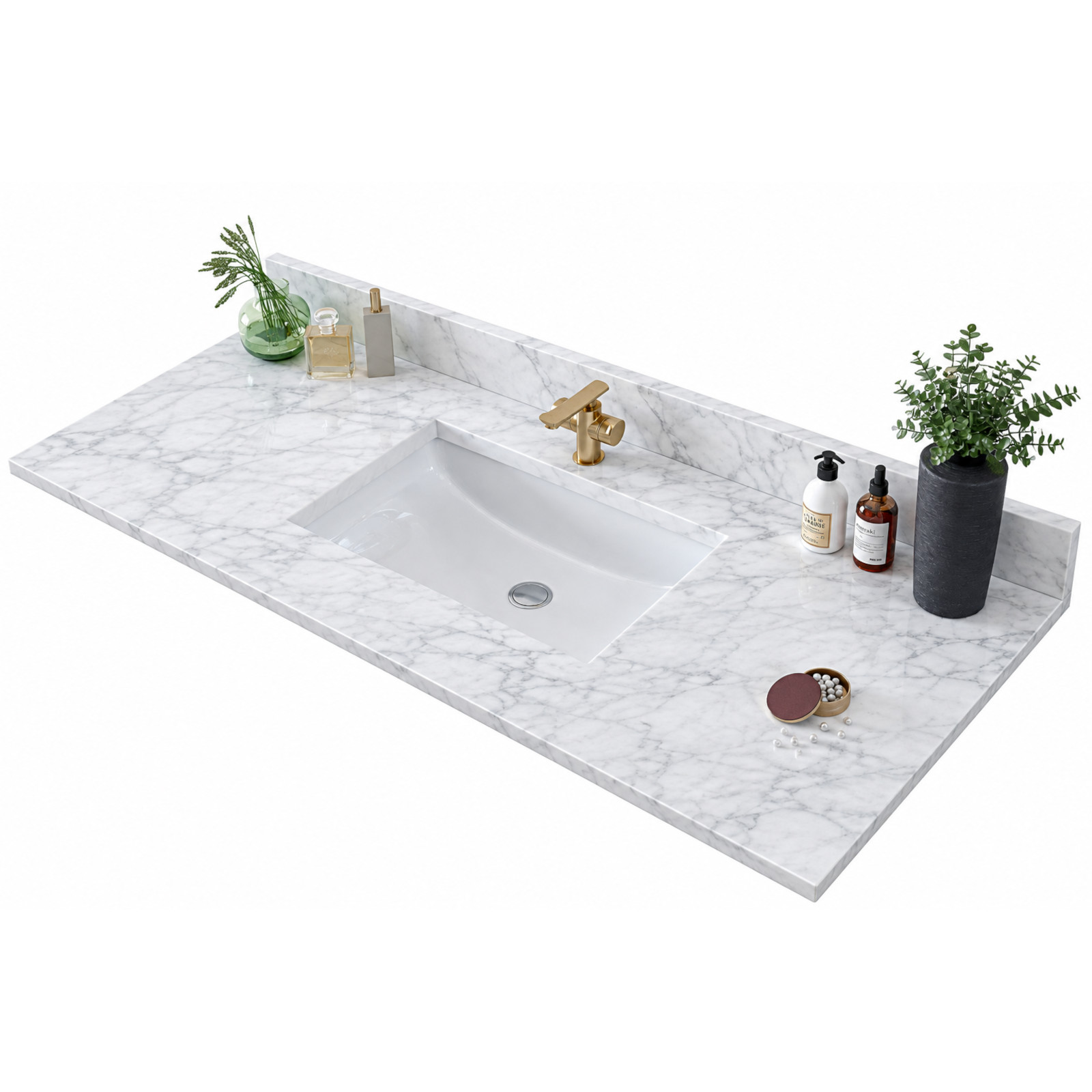 MDT Carrara Marble 37 inch x 22 inch Vanity Top Set