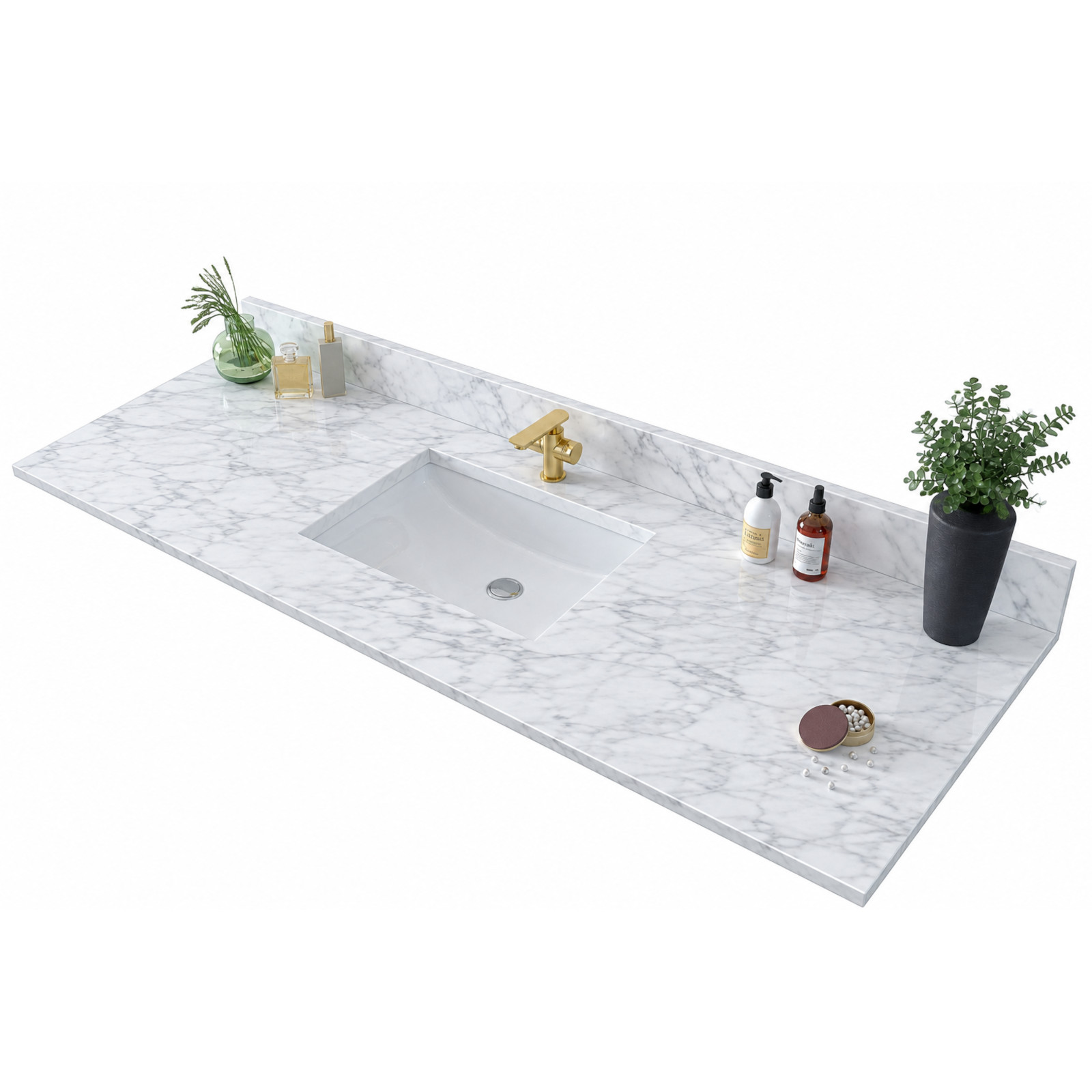 MDT Carrara Marble 49 inch x 22 inch Vanity Top Set