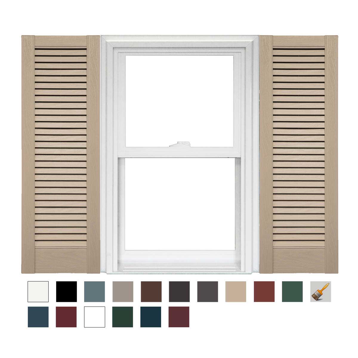 Mid America Custom 14-1/2 Inch Straight Top All Louver Vinyl Shutters (1 Pair)