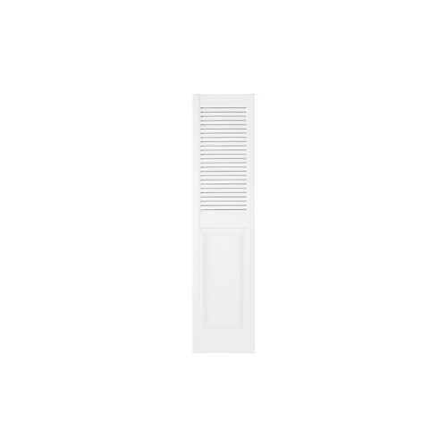 Mid America Custom 12 Inch Straight Top Louver & Panel Combination Vinyl Shutters (1 Pair)